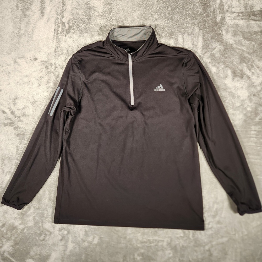 Adidas Pullover Mens XL ADVR0807 Black Quarter Zip Reflective Long Sleeve EUC